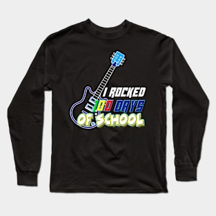 100th Day Of School Guitar Music Student Long Sleeve T-Shirt